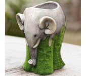Maceta creativa de resina de gran capacidad, elefante rezando, maceta grande, suministros de jardín gris