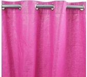Rideau COMETE en Coton, lin et lurex 140 x 250 cm - Rose Fuchsia