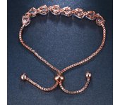 Pulseras de circonita cúbica ajustables con cristales de circonita cúbica para mujer en color blanco/oro rosa