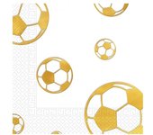 Servilletas de fútbol de 2 capas Procos (Paquete de 20) One Size oro/blanco