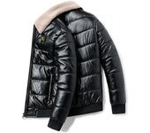 Nueva chaqueta gruesa de cuero para hombre, ropa de algodón y cuero, cuello de pelo para hombre, tendencia coreana, abrigo de invierno para hombre M