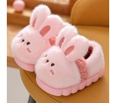 Zapatillas de algodón para el hogar para otoño e invierno, pantuflas de piel bonitas antideslizantes para interiores cálidas para niños, paquete con zapatos de algodón para niñas y bebés 22-23 color rosa