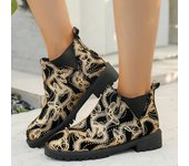 Moda 2024 Nuevas botas versátiles de moda Mocasines bordados Zapatos planos casuales elegantes Zapatos mocasín retro Zapatos formales de fiesta para mujer 36 oro