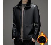 Chaqueta De Cuero Chaqueta De Cuero Cálida con Solapa De Invierno Integrada De Piel Engrosada De Terciopelo para Hombre M negro