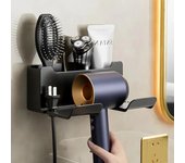 Soporte para secador de pelo, soporte para secador de pared, soporte para alisador, caja organizadora para secador de pelo, soporte para soplador de baño, estante, accesorios de baño blanco