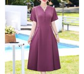 Vestido elegante de mujer Verano Tallas grandes Vestido casual de verano de manga corta XL rojo