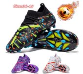 Botas de fútbol para hombre, zapatos de fútbol de tobillo alto con puntas largas, botines de fútbol FG para exteriores, botas de fútbol, ​​zapatos de entrenamiento deportivo de fútbol 36 negro