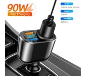 Cargador divisor de enchufe de coche de 99W PD QC3.0, cargador rápido, puerto USB Dual, pantalla Digital, adaptador de corriente de carga tipo C automático para todos los teléfonos QC3.0 Type-C