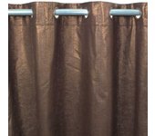 Rideau tamisant COMETE en coton, lin et lurex 140x250cm - Marron Chocolat