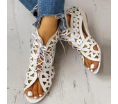 Nuevas sandalias de punta abierta para mujer, sandalias romanas huecas con cordones a la moda de verano, zapatos de playa 42 negro