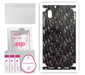 apgo Protective Skin Sticker for the back+sides compatible with Xiaomi Redmi 7A, Full Wrap Film, Foil, Vinyl - Pattern Carbon Black Pixel