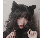 Orejas de gato Anime Lolita Accesorios para el cabello Orejas Cosplay Peluca Kawaii Tocado gótico Accesorios lolita Diadema con orejas de gato negro