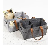 Bolsa de almacenamiento de pañales de fieltro multifuncional de gran capacidad para bebés, bolsa de pañales portátil para mamás. gris plata