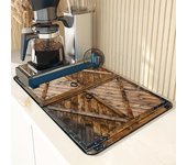 1 alfombrilla de secado de goma de madera con vajilla de café retro para cafetería, cocina, alfombra, vajilla, alfombrilla de mesa de barro de diatomeas duradera, alfombrilla para mascotas, utensilios de café 30*40CM