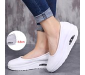 Zapatos con cojín de aire, zapatos planos de cuero para mujer, zapatos antideslizantes para enfermera, cómodos 35 blanco