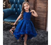 Vestido de princesa para niña de las flores, de encaje, para boda, fiesta de cumpleaños, para niñas, adolescentes, vestido de fiesta de cola larga 180 blanco