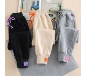 Pantalones de lana de invierno para mujer, pantalones deportivos holgados de estilo coreano para mujeres estudiantes, pantalones de cintura elástica, pantalones Harem L almendra