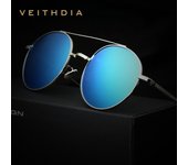 VEITHDIA Gafas de sol unisex con revestimiento polarizado, gafas de sol con espejo, gafas redondas para hombre y mujer gris