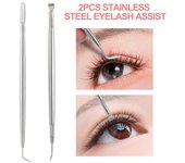2 piezas de separador de pestañas, herramienta portátil de acero inoxidable antioxidante, accesorios de belleza para mujeres plata