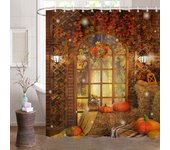Cortinas de ducha de otoño para baño, cosecha de calabaza de otoño, granja, Acción de Gracias, Halloween, baño de ducha con ganchos, decoración del baño W90xH180cm
