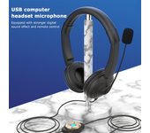 Auriculares con cable USB con micrófono con cancelación de ruido, auriculares intrauditivos para ordenador, auriculares para centro de llamadas negro