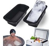 Paquete de 2 moldes de silicona para bloques de hielo, bandeja grande para cubitos de hielo, fabricante de cubitos de hielo reutilizables, fácil de desmoldar para negro