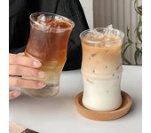 1 taza de vidrio transparente con nudo de bambú de 400 MI, taza de café, taza de té resistente al calor, taza de verano para jugo de fruta, leche y agua, taza para beber 401-500ml
