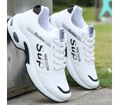 Zapatillas de deporte para hombre, zapatos de verano transpirables para hombre, zapatos casuales de moda para estudiantes, zapatos ligeros Flyweave para hombre 44 blanco