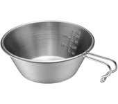 Tazón de acero inoxidable para exteriores, taza para acampar, vajilla portátil, olla de boca ancha de 250ml con mango para 500ml plata