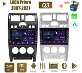 Reproductor de vídeo Multimedia para Radio de coche 2 Din para LADA Priora 2007-2021 con botón perilla navegación GPS Android Carplay 2 + 32GB 1+16GB negro