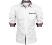 Camisa formal de hombre de manga larga Camisa informal de otoño para hombre Ropa para hombre Camisas (de los hombres) S blanco