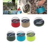 Hervidor de agua plegable portátil de silicona, tetera para acampar, cafetera, mini hervidor de agua plegable, suministros para senderismo azul