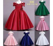Vestido de princesa para niñas, elegante vestido de fiesta de boda, vestido de noche de graduación, estampado floral, encaje blanco, vestido de noche de primera comunión para niñas 160