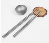 Palillos de titanio puro, palillos huecos, vajilla para exteriores, palillos para acampar 195mm plata