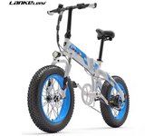 Bicicleta eléctrica para nieve LANKELEISI X2000PLUS de 1000 W, batería de 48 V y 14,5 Ah, bicicleta eléctrica plegable con neumáticos anchos de 20 pulgadas