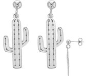 Les Trésors De Lily [Q3328] - Boucles Argent 'Cactus' argenté (rhodié) - 30x12 mm plata