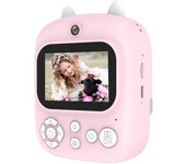 Cámara instantánea multifuncional Andoer 3 en 1 Cámara de impresión instantánea para niños Pantalla IPS de 2,4 pulgadas color rosa
