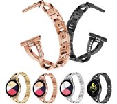 Pulsera de diamantes de 18mm, 20mm y 22mm para Samsung Galaxy Watch4 3 S3 Active2 Garmin Venu 2S 2plus Vivoactive 4s, correa de Metal 18mm negro