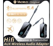 Transmisor Receptor de Audio AUX Bluetooth 5.4 2 EN 1 Adaptador Inalámbrico 3.5MM Con Micrófono HiFi Estéreo Música Para Coche TV PC Avión Altavoz Auriculares T80