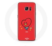 Coque pour Samsung Galaxy S6 BTS Bangtan Garçons BT21 TATA V Fond Rouge