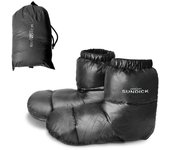 Zapatillas para acampar al aire libre, calcetines cálidos para saco de dormir, botas cálidas para interiores, plumón de pato de invierno para hombres y mujeres M rojo