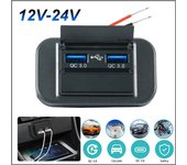 Carga rápida QC 3.0 + PD tipo C Adaptador de enchufe de cargador de coche USB 12V-24V para auto motocicleta Marine Atv Barco Rv Bus Panel de alimentación USB con interruptor PD+QC 3.0