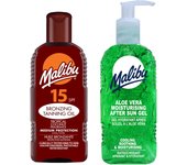 Aceite solar Malibu SPF15 200ml + Gel de aloe después del bronceado 200ml