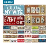 [SQ-DGLZ] Letrero de hojalata con texto  Esperanza, amor , para matrícula de casa, para tienda, bar, decoración de pared, letrero de metal, decoración del hogar, pintura, placas, póster artístico 15x30cm