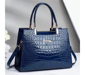 Bolso de mano de charol para mujer, bolso de moda, diseño de lujo elegante, gran capacidad, bolsos de hombro tipo bandolera con asa superior 29x12x21cm azul