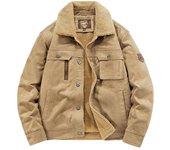 Chaqueta de piel de ciervo para hombre, ropa de algodón gruesa de invierno, chaqueta voladora de solapa de felpa XXXXXL