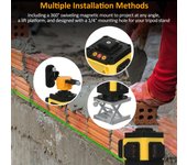 Nivel láser profesional omnidireccional 4D, herramienta de nivel láser de 12 líneas, 3 × 360 °, haz verde automático EU Plug & 2 Battery negro