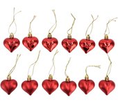 12 adornos navideños de PVC con forma de corazón para colgar en el árbol de Navidad, ideales para San Valentín.