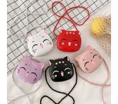 Bolso mensajero de dibujos animados lindo gato niños moda monedero cartera bolso lindo niño niña mini bolso de hombro blanco