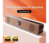 Barra de sonido envolvente 4D con Bluetooth 5.0, altavoces para computadora, subwoofer estéreo con cable, barra de sonido para computadora portátil, PC, cine en casa, TV, altavoz auxiliar negro